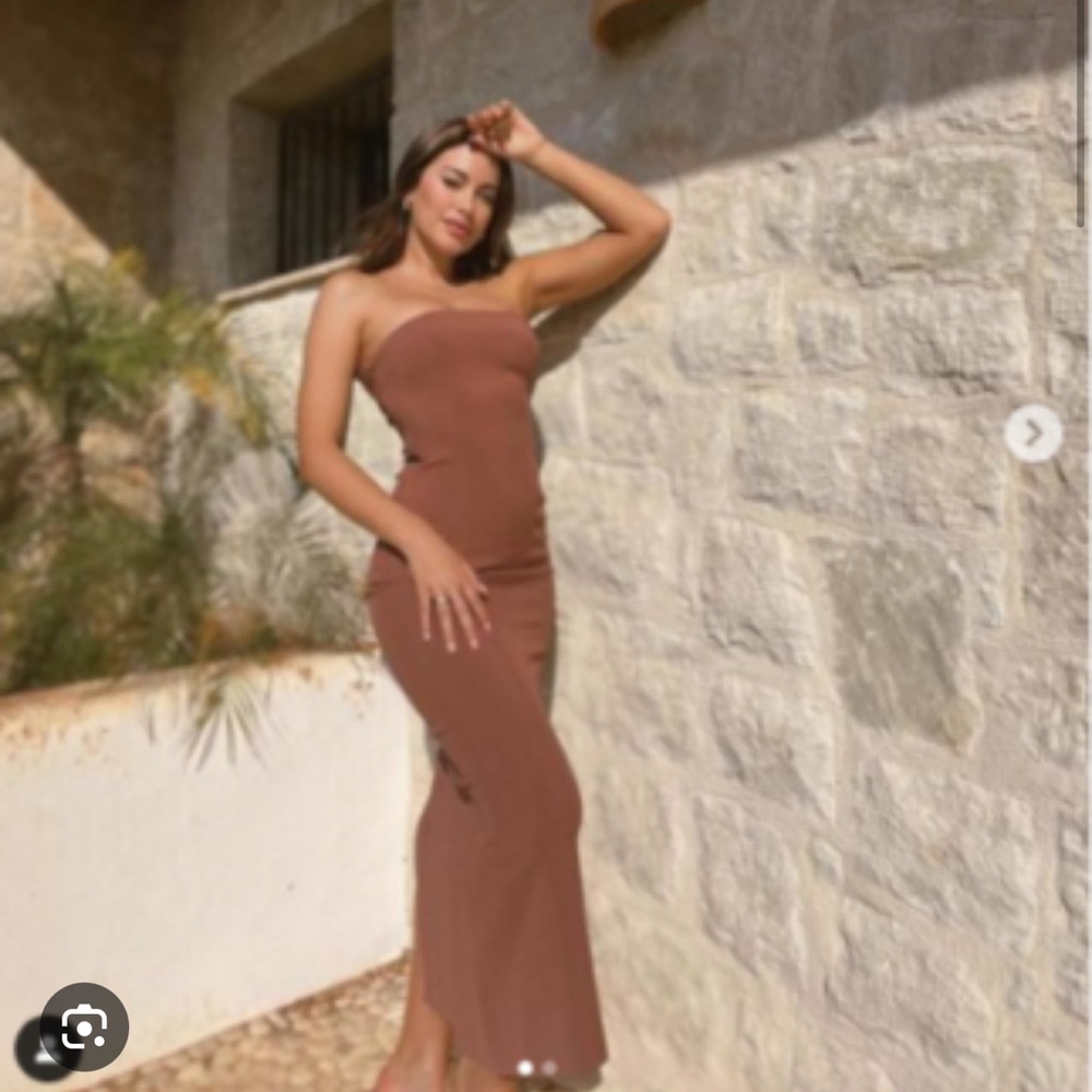 Zara Brown Midi Bustier Dress - Picture 5 of 7